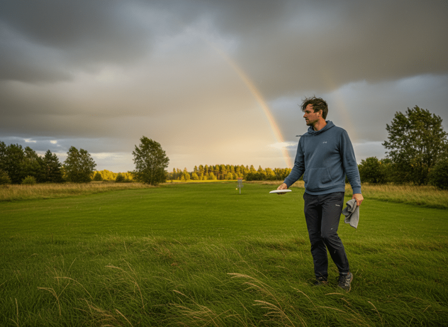playing disc golf in various weather